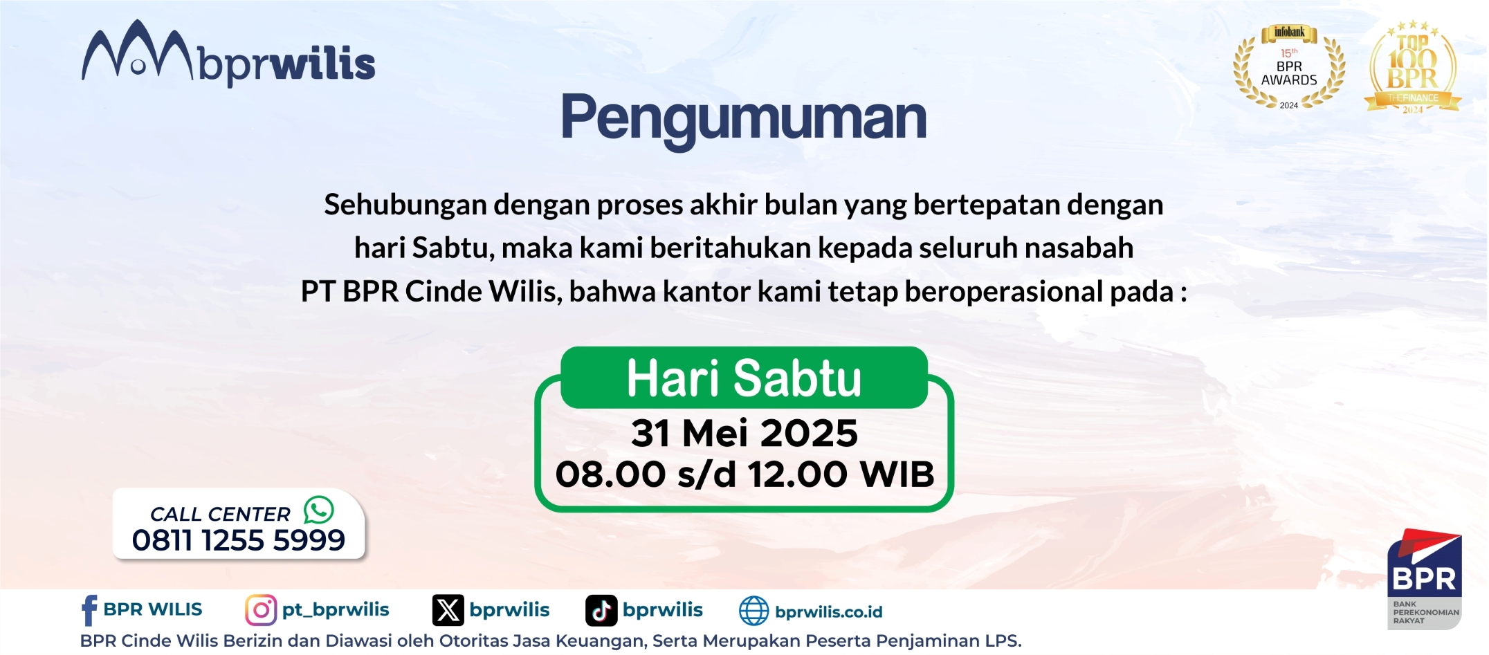 Pengumuman Operasional Kantor di Hari Sabtu 31 Mei 2025