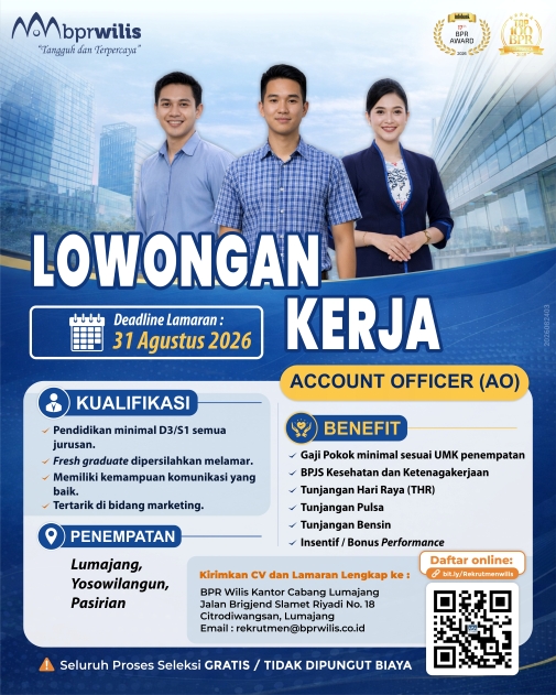 Lowongan Kerja Account Officer untuk Kantor Cabang Lumajang