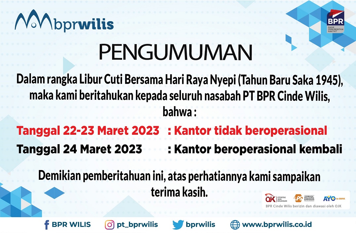 Pengumuman Libur Cuti Bersama Hari Raya Nyepi Tahun Baru Saka 1945