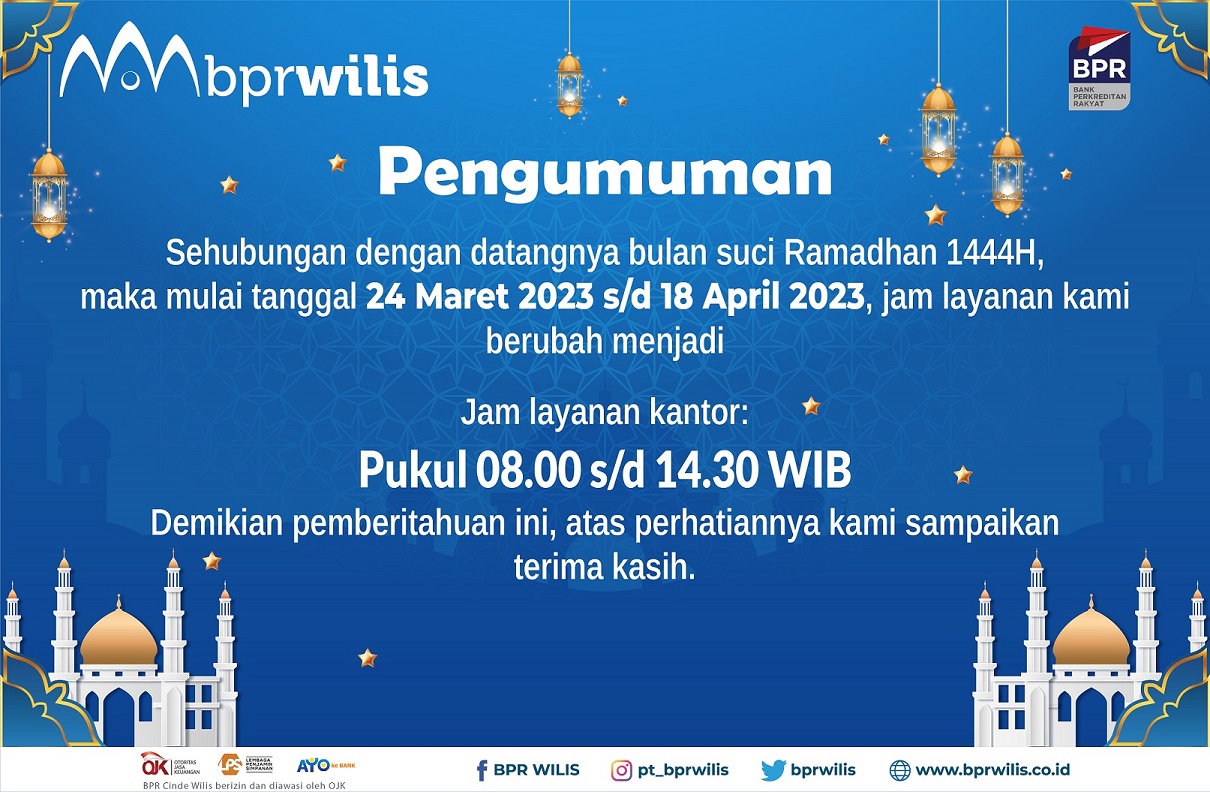 Pengumuman Jam Operasional Layanan Kas Teller