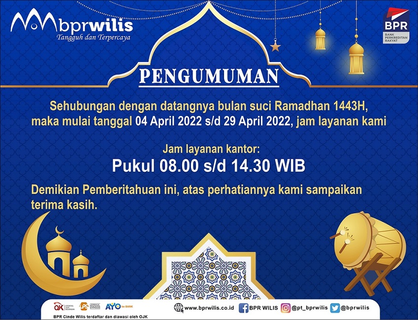 Pengumuman Jam Operasional Layanan Kas Teller