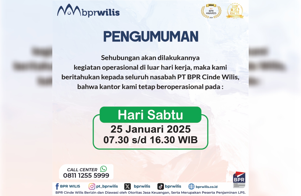 Pengumuman Operasional Kantor di Hari Sabtu